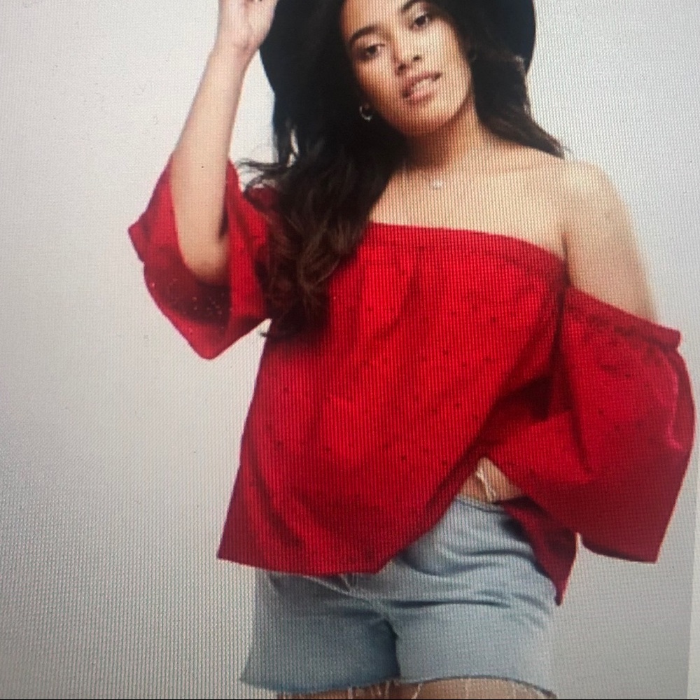 ASOS Curve Off the Shoulder Top w/ Fluted Sleeves